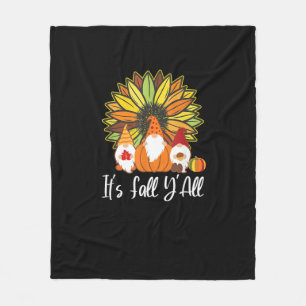 Fall Gnomes With Autumn Pumpkin It’s Fall Y’all Fleece Blanket