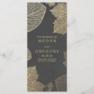 Fall Gold and Chalkboard Leaves Wedding Programs