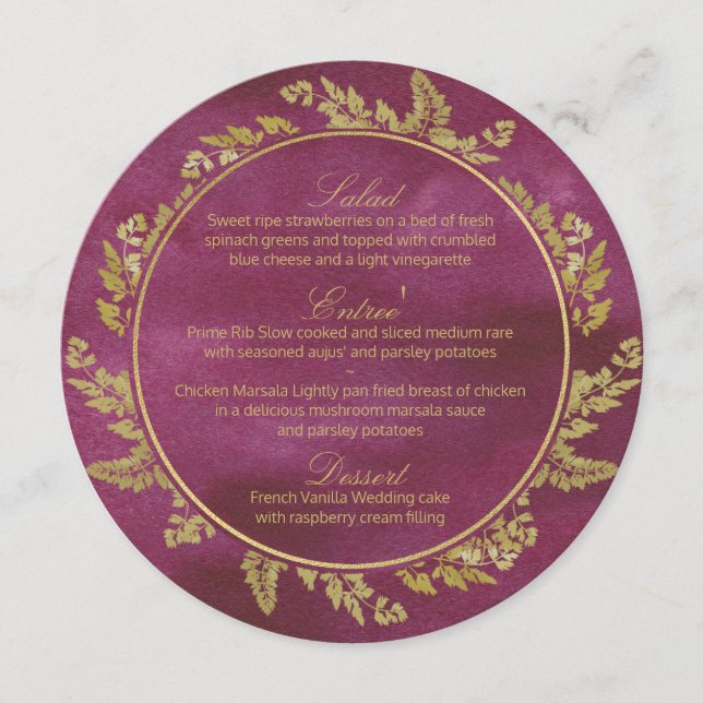 Fall Gold and Cranberry Round Menu (Front)