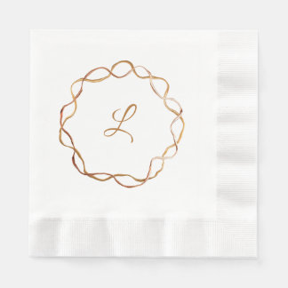 Fall Gold Wreath Monogram Paper Napkin