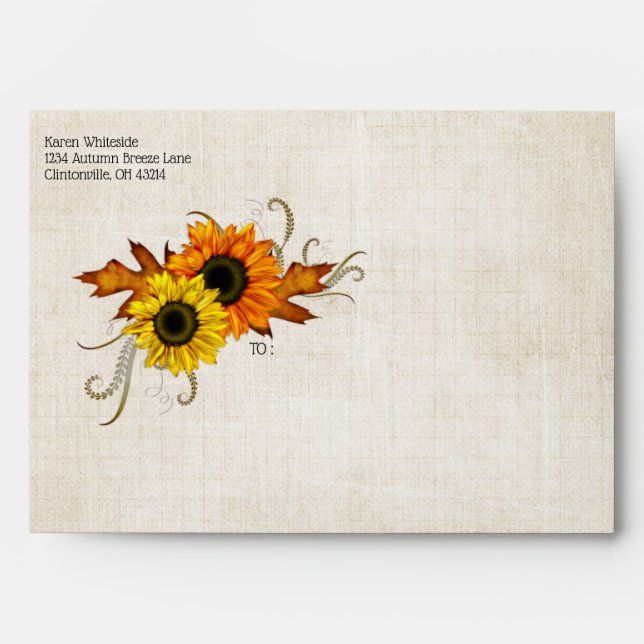 Fall Golden & Orange Bridal Shower Envelope (Front)