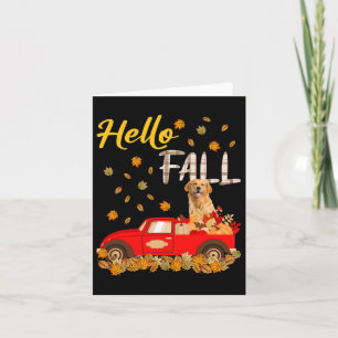 Fall Golden Retriever Leaf Autumn Red Truck Dog Lo Card