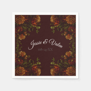 Fall Gothic Wedding Rustic Maroon Napkin