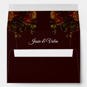 Fall Gothic Wedding Rustic Orange Maroon Envelope