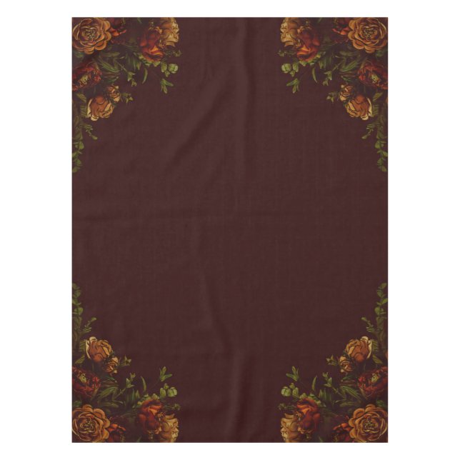 Fall Gothic Wedding Rustic Orange Maroon Tablecloth (Front)