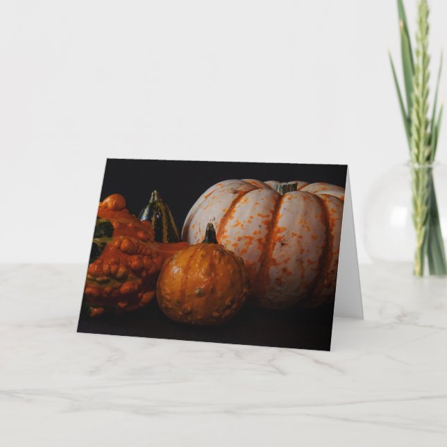 Fall gourds and pumpkin holiday card (Front)