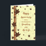 Fall Grandson and His Wife Anniversary Card<br><div class="desc">Happy wedding anniversary card for grandson and his wife with fall leaves pattern,  and heartfelt verse.</div>