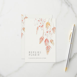 Fall grass berries wedding reply RSVP Card