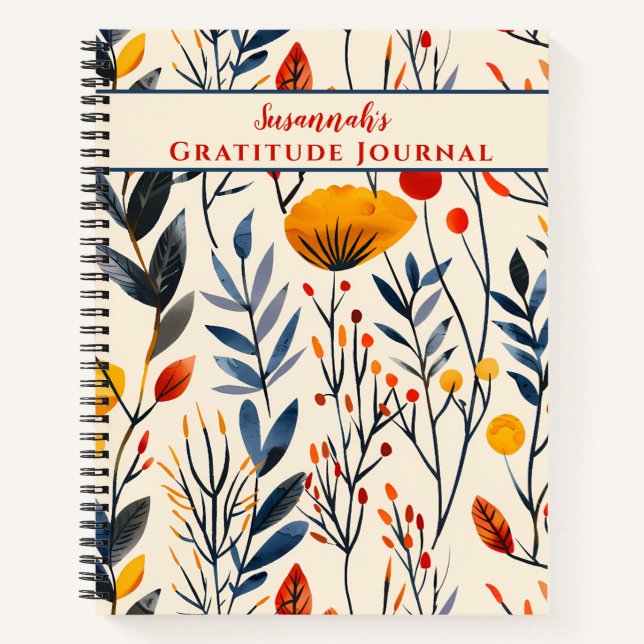 Fall Grasses and Wildflower Floral Notebook (Front)