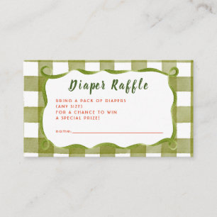 Fall Green Little Pumpkin Bow Frame Diaper Raffle Enclosure Card