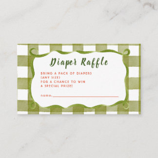 Fall Green Little Pumpkin Bow Frame Diaper Raffle Enclosure Card