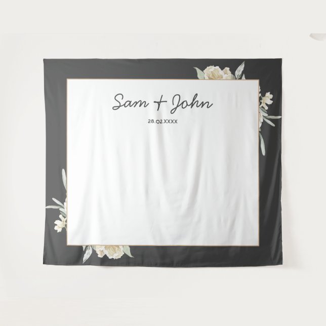 Fall Greenery Autumn Wedding Photo Booth Backdrop Tapestry (Front (Horizontal))