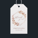 Fall Greenery Geometric Thank You Rustic Wedding Gift Tags<br><div class="desc">Rustic watercolor fall botanical foliage greenery design with faux copper foil leaves and geometric frame,  and trendy thank you script,  simple and elegant,  great for fall rustic wedding,  winter botanical garden wedding. 
See all the matching pieces in collection</div>