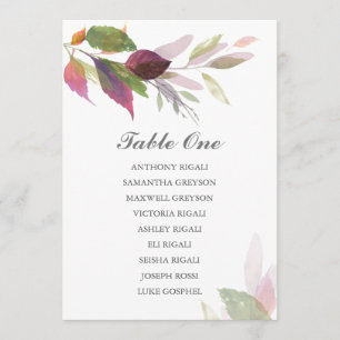 Fall GREENERY Wedding Seating Chart, Table Plan Invitation