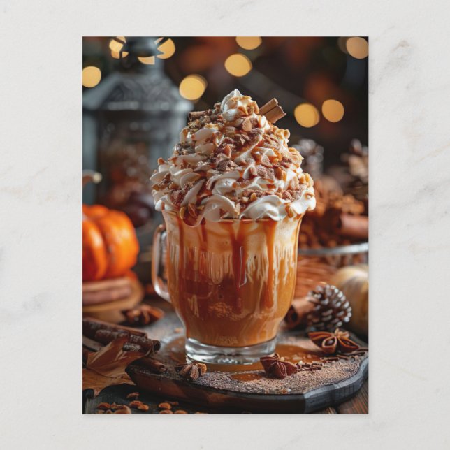 fall greeting card hot pumpkin spice latte  (Front)