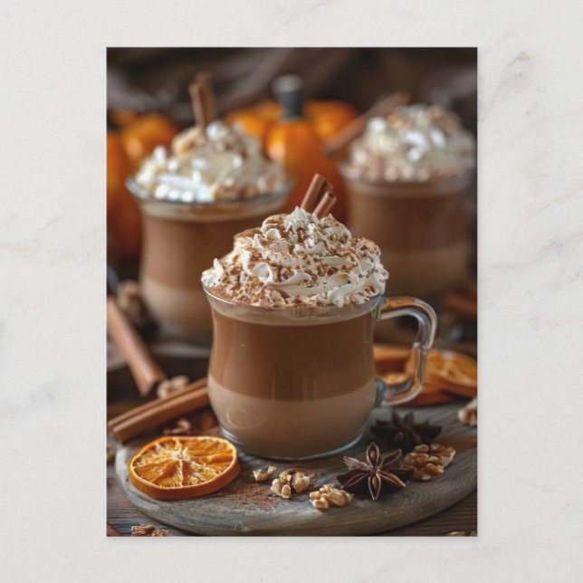 fall greeting card hot pumpkin spice latte  (Front)