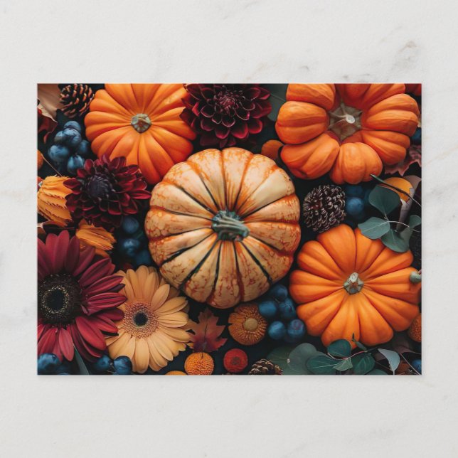 fall greeting card pumpkins and leaves (Front)