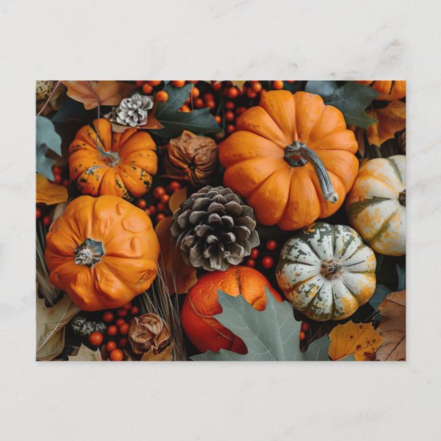 fall greeting card pumpkins and leaves (Front)