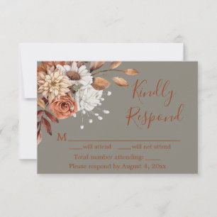 Fall Grey Floral Response Card