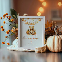 Fall guess how many bears baby shower game  Poster