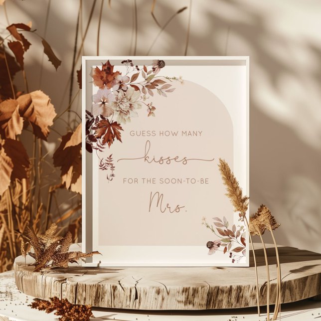 Fall guess how many kisses bridal shower poster (Creator Uploaded)