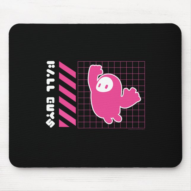 Fall Guys Neon Grid Jumping Bean Gamer Vibes  Mouse Pad (Front)