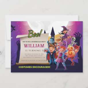 Fall Halloween 5th Birthday Party Invitation