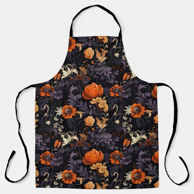 Fall Halloween Botanical Kitchen Apron (Front)