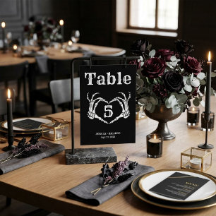 Fall Halloween Gothic Skull Heart Hand wedding Table Number