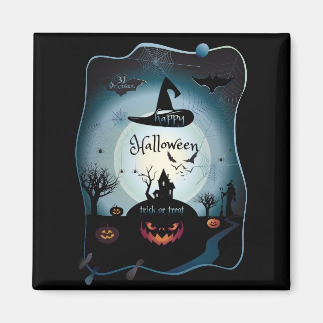 Fall Halloween Party " trick or treat" funny art Magnet (Front)