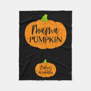 Fall Halloween Thanksgiving Mama And Baby Pumpkin  Fleece Blanket