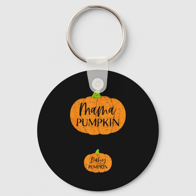 Fall Halloween Thanksgiving Mama And Baby Pumpkin  Keychain (Front)