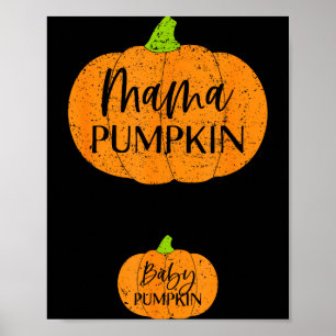 Fall Halloween Thanksgiving Mama And Baby Pumpkin Poster