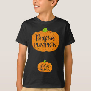 Fall Halloween Thanksgiving Mama And Baby Pumpkin  T-Shirt