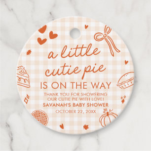 Fall Hand Drawn A Little Cutie Pie Baby Shower Favour Tags