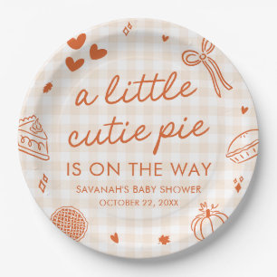 Fall Hand Drawn A Little Cutie Pie Baby Shower Paper Plate