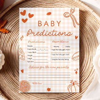Fall Hand Drawn Baby Prediction Baby Shower Game Invitation