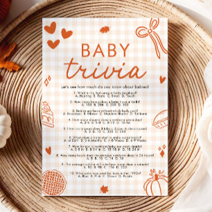 Fall Hand Drawn Baby Shower Baby Trivia Game Invitation
