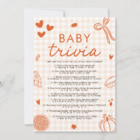 Fall Hand Drawn Baby Shower Baby Trivia Game
