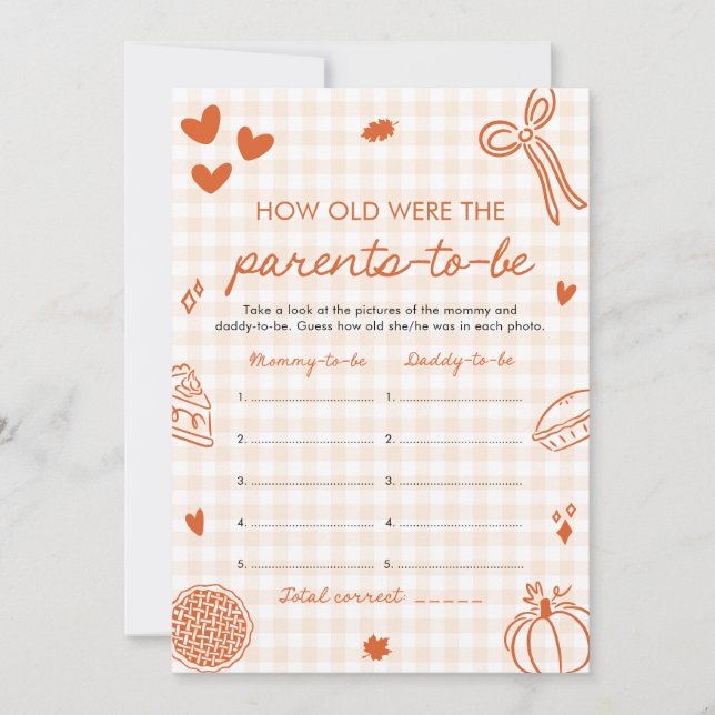 Fall Hand Drawn Baby Shower How Old Were They Invitation (Front)