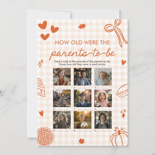 Fall Hand Drawn How Old Were The Parents Game Invitation (Front)