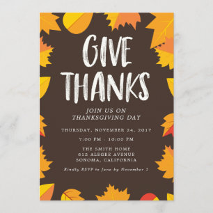 Fall Handwritten Thanksgiving Party Invitation