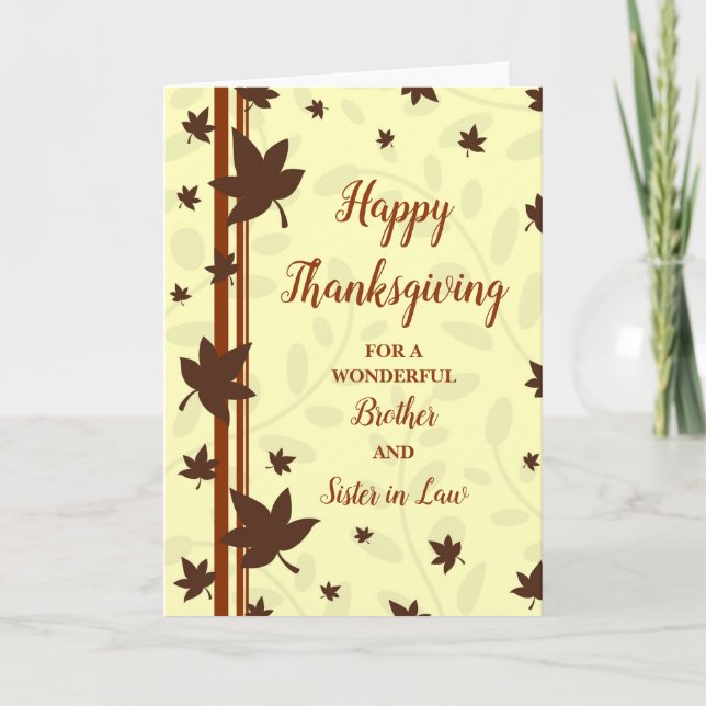 Fall Happy Thanksgiving Brother and Sister in Law Holiday Card (Front)
