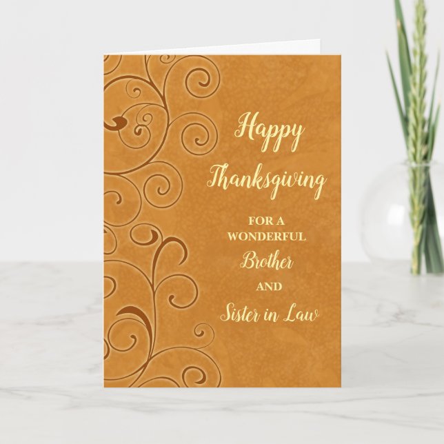 Fall Happy Thanksgiving Brother Sister in Law Holiday Card (Front)