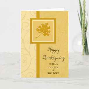 Fall Happy Thanksgiving Cousin and His Wife Holiday Card