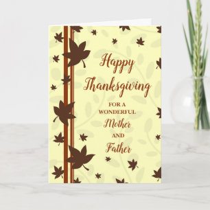 Fall Happy Thanksgiving Mother and Father Holiday Card