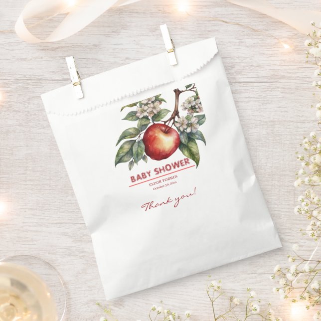 Fall Harvest Apple Branch Floral Baby Shower Favour Bag (Clipped)