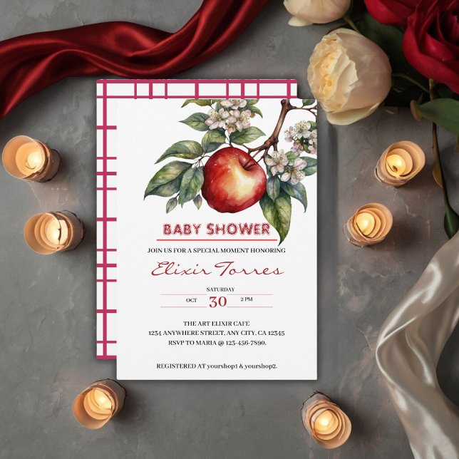 Fall Harvest Apple Branch Floral Baby Shower  Invitation (Creator Uploaded)