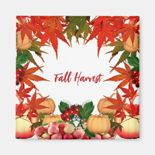 Fall Harvest Autumn Bounty Pumpkin Maple Leaves Magnet