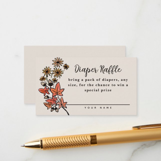 Fall Harvest Baby Shower Diaper Raffle Enclosure Card (Front/Back In Situ)